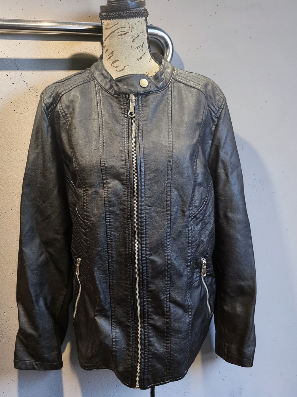 Maurices Black Faux Leather Zip Up Jacket NWT Plus Size 0X